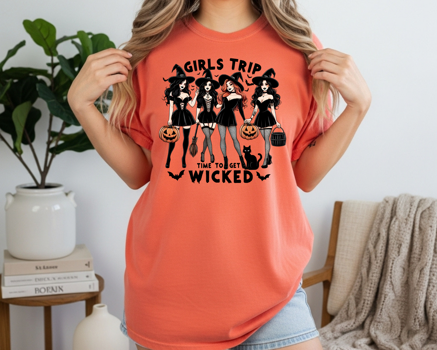 Vintage Halloween Girls Trip Shirt - Funny Witch Vibes Comfort Colors Tee - JennyO