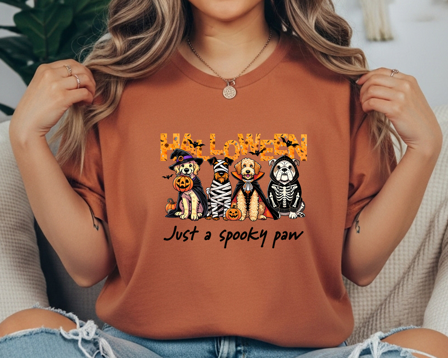 Halloween Dog Lover Comfort Colors Shirt: Spooky Paw Graphic Tee
