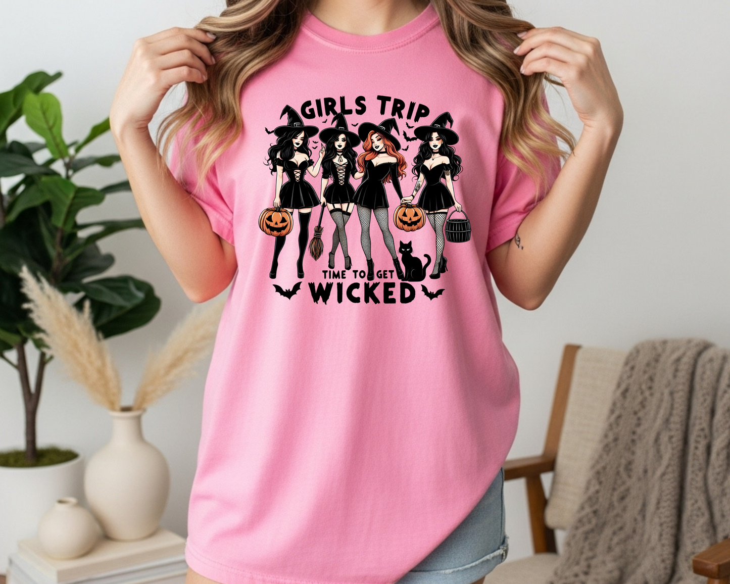 Vintage Halloween Girls Trip Shirt - Funny Witch Vibes Comfort Colors Tee - JennyO