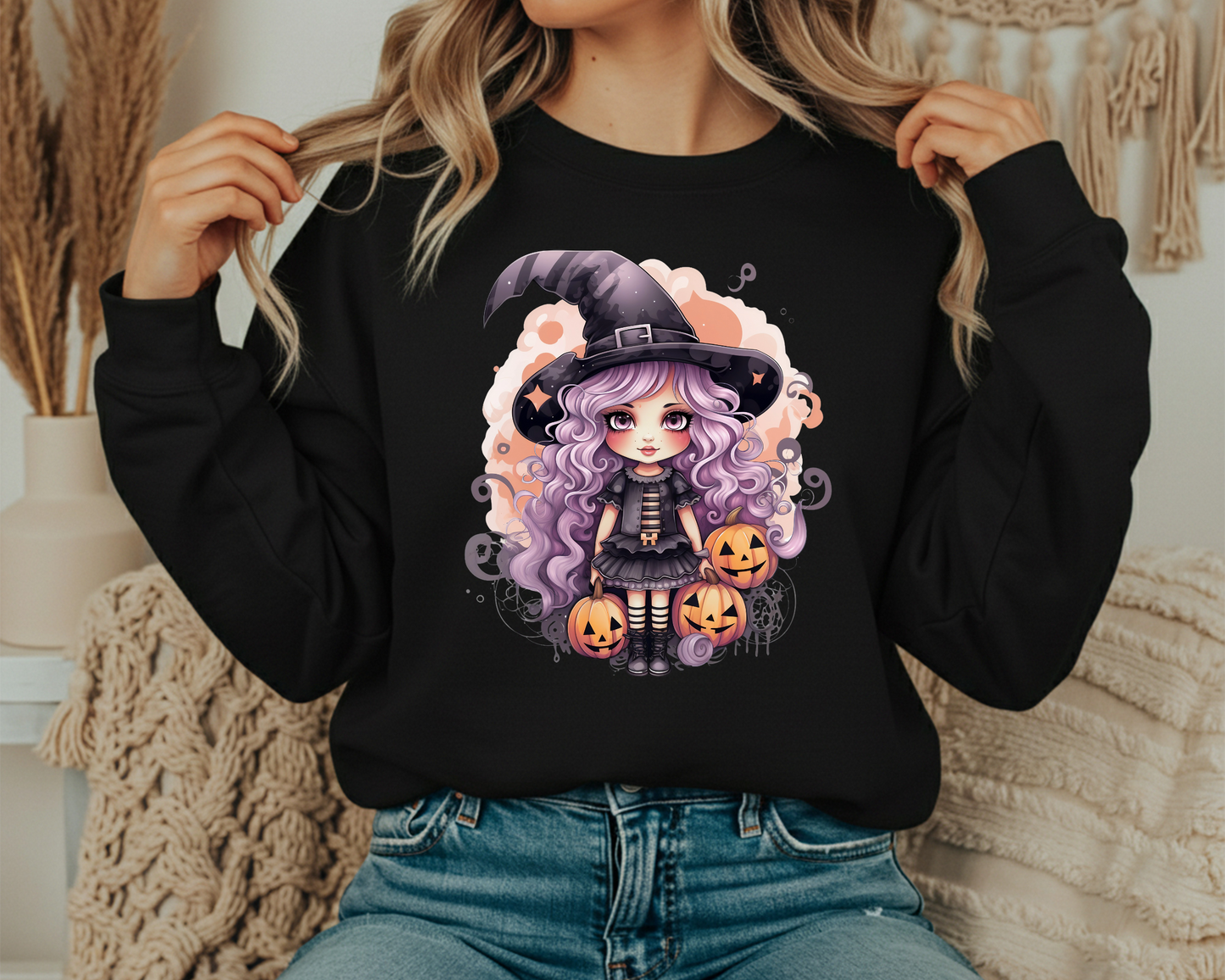 Witchy Vibes Sweatshirt: Cozy Halloween Crewneck - Women's Fall Style - JennyO
