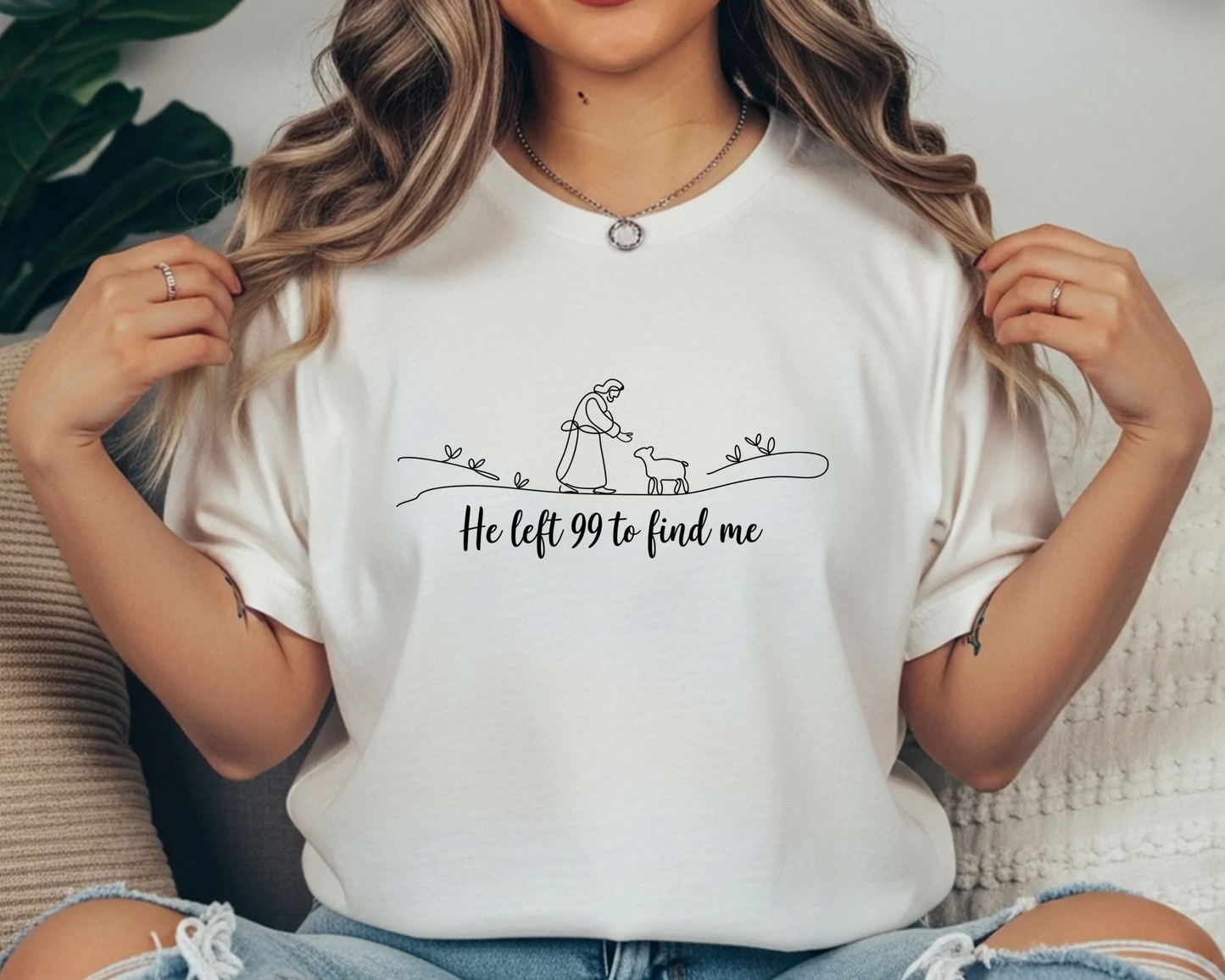 Bible Verse T-Shirt: Comfort Colors 'He Left 99 to Find Me' Graphic Tee in Soft Cotton - JennyO