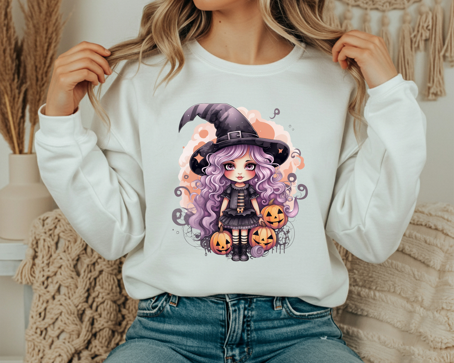 Witchy Vibes Sweatshirt: Cozy Halloween Crewneck - Women's Fall Style - JennyO