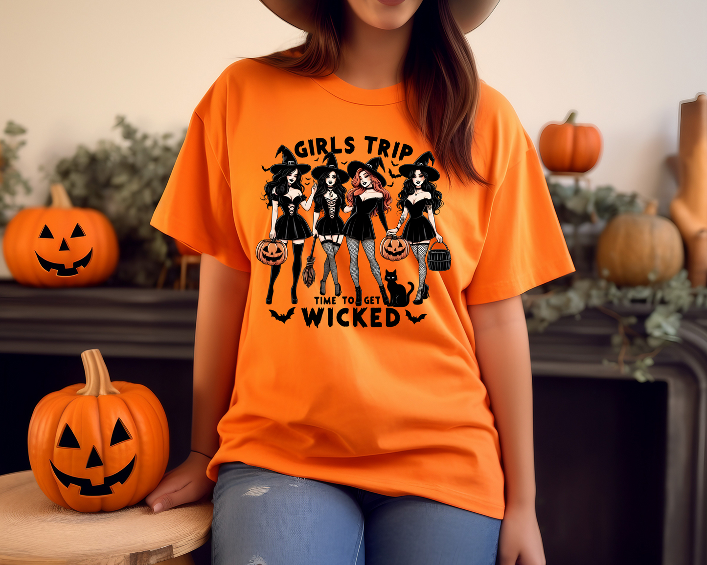 Vintage Halloween Girls Trip Shirt - Funny Witch Vibes Comfort Colors Tee - JennyO