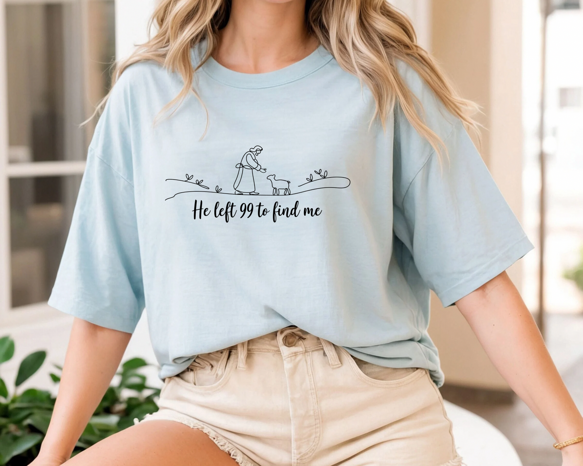 Bible Verse T-Shirt: Comfort Colors 'He Left 99 to Find Me' Graphic Tee in Soft Cotton - JennyO