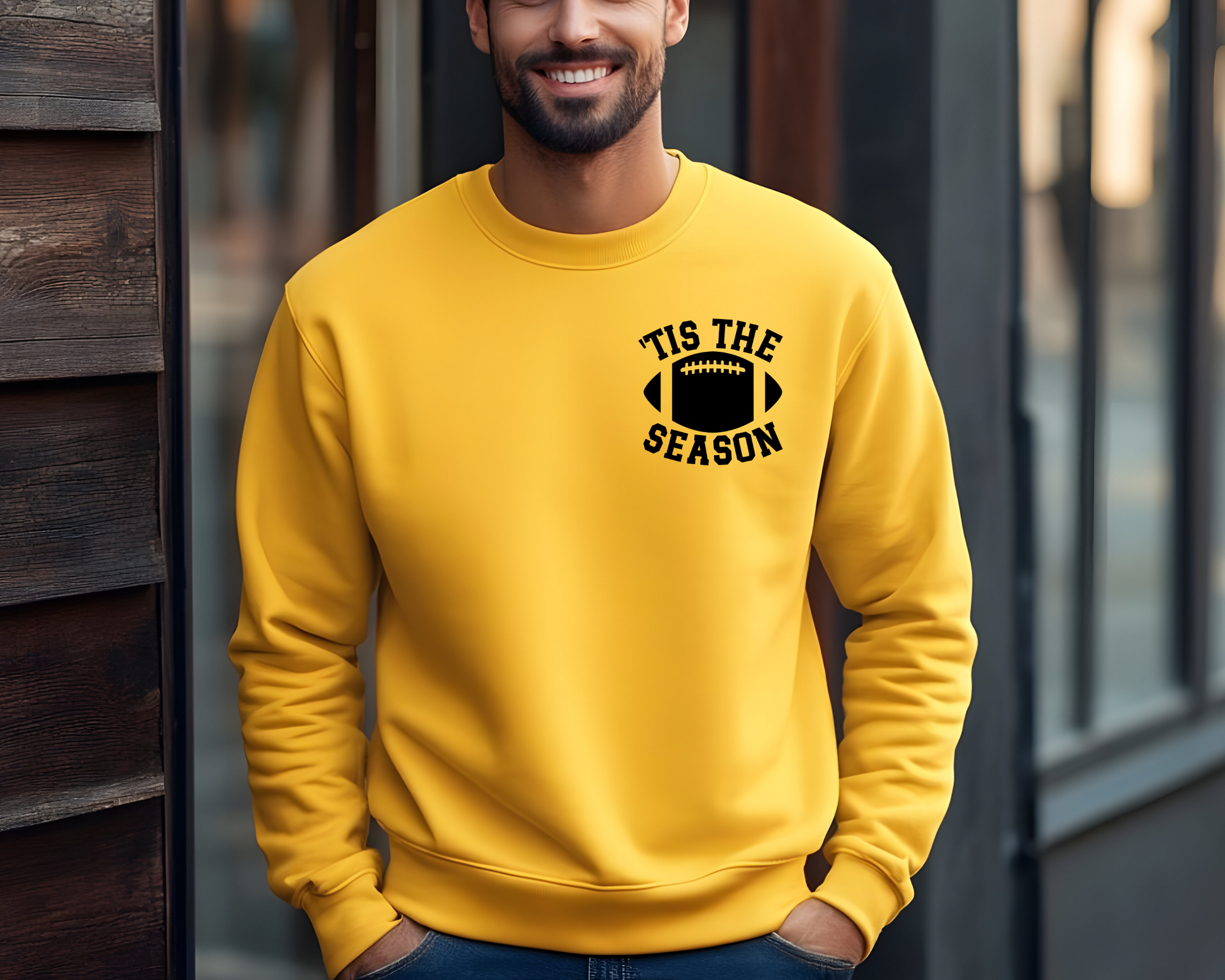 Unisex Football Crewneck - 'Tis The Season Sweatshirt, Comfort & Style for Game Day - JennyO
