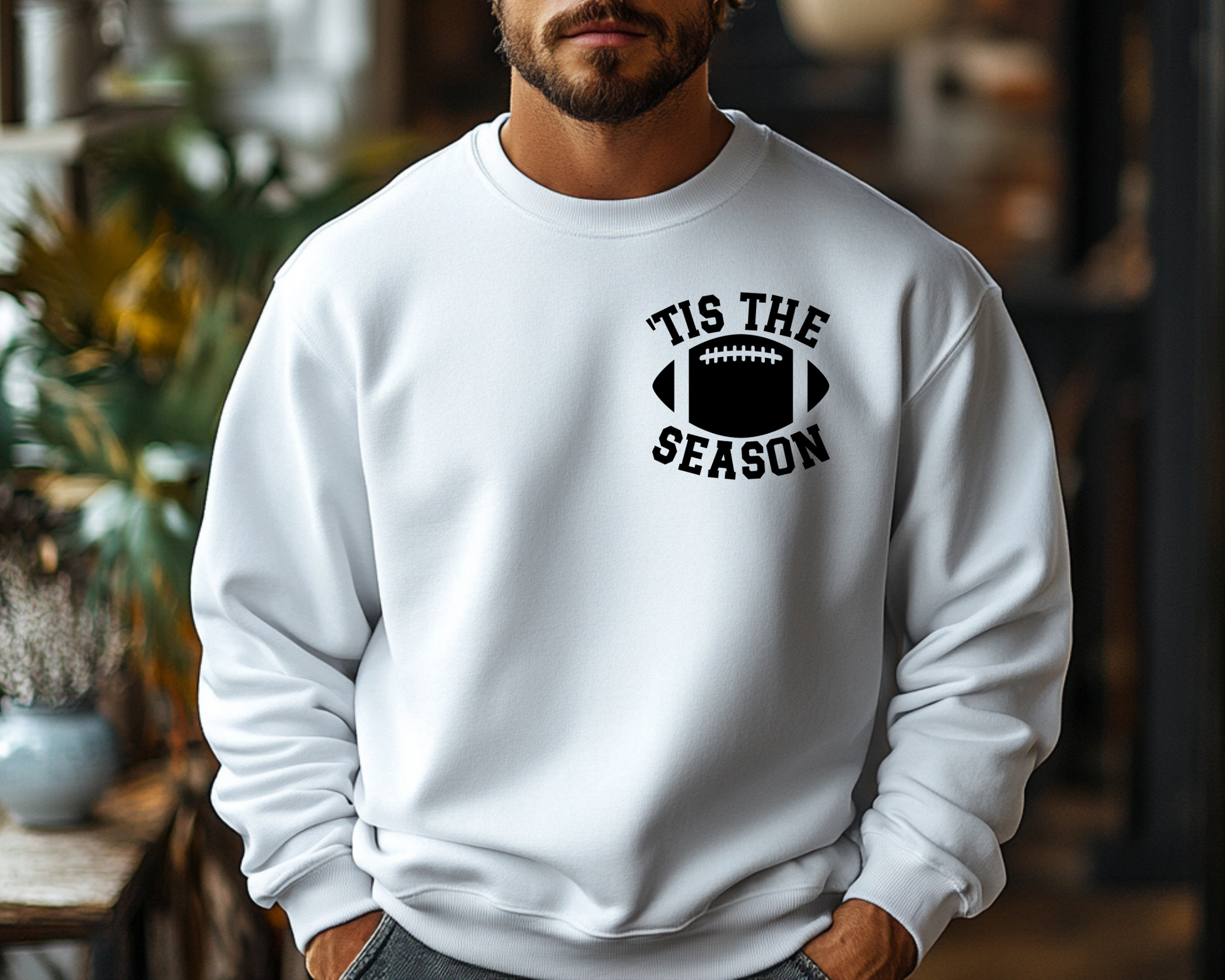 Unisex Football Crewneck - 'Tis The Season Sweatshirt, Comfort & Style for Game Day - JennyO