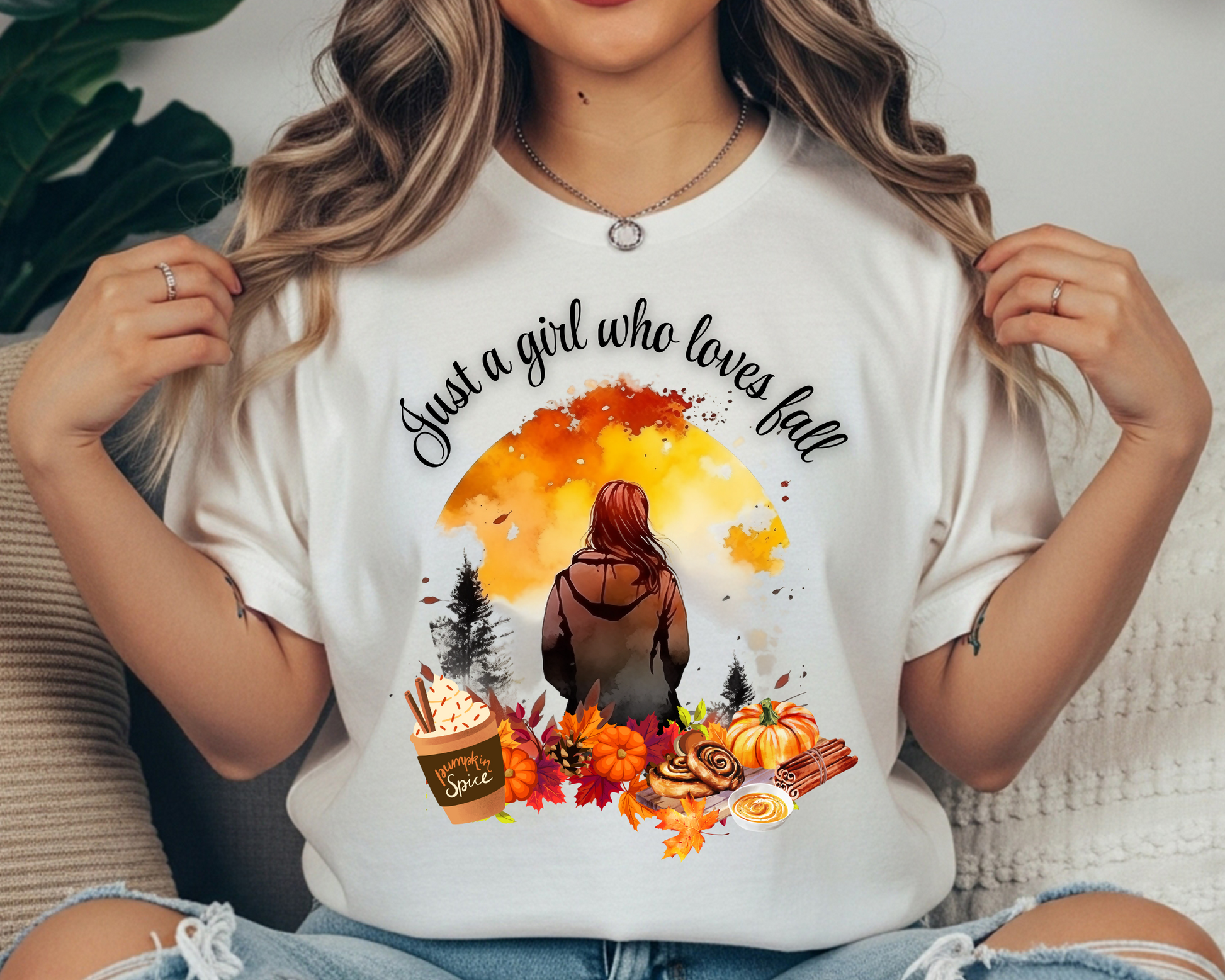 Cozy Fall Tee: Just A Girl Who Loves Fall Women's Crewneck T-Shirt - Vintage Comfort Fit - JennyO
