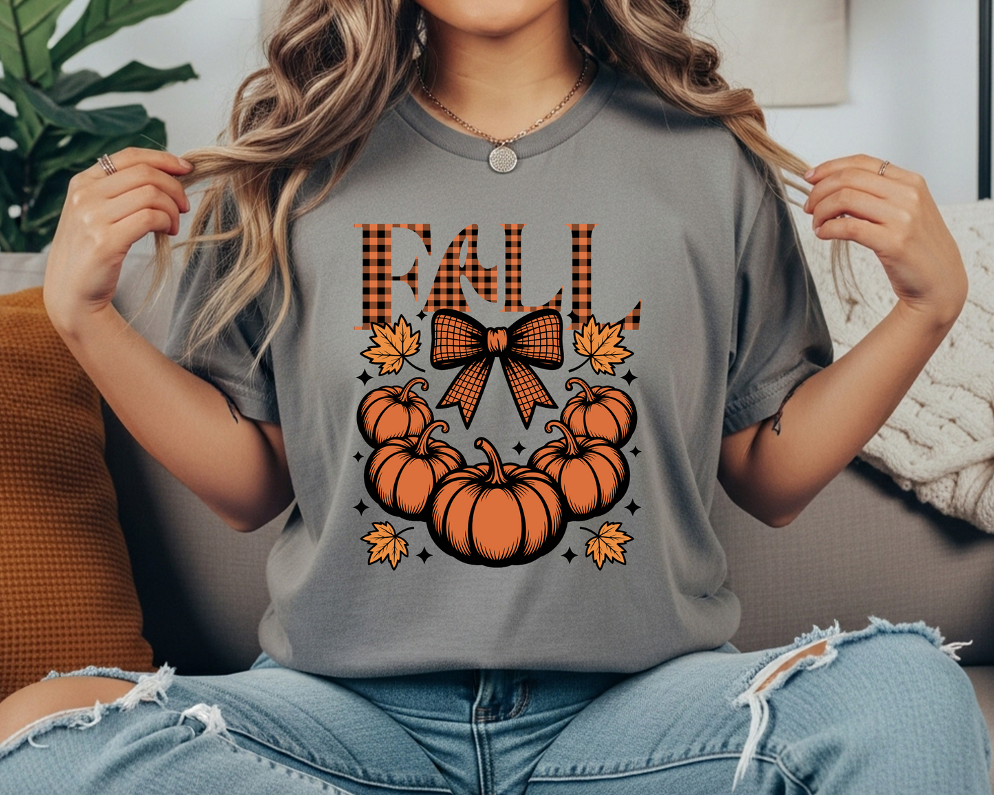 Coquette Fall Pumpkin Bow T-Shirt - Comfort Colors Women's Tee