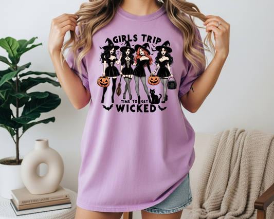 Vintage Halloween Girls Trip Shirt - Funny Witch Vibes Comfort Colors Tee - JennyO
