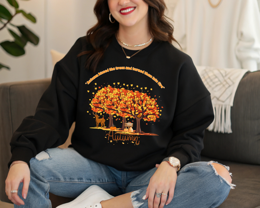 Cozy Fall Sweatshirt | Retro Stars Hollow Autumn Festival Women's Sweater | Cotton Blend - JennyO