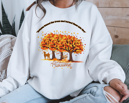 Cozy Fall Sweatshirt | Retro Stars Hollow Autumn Festival Women's Sweater | Cotton Blend - JennyO